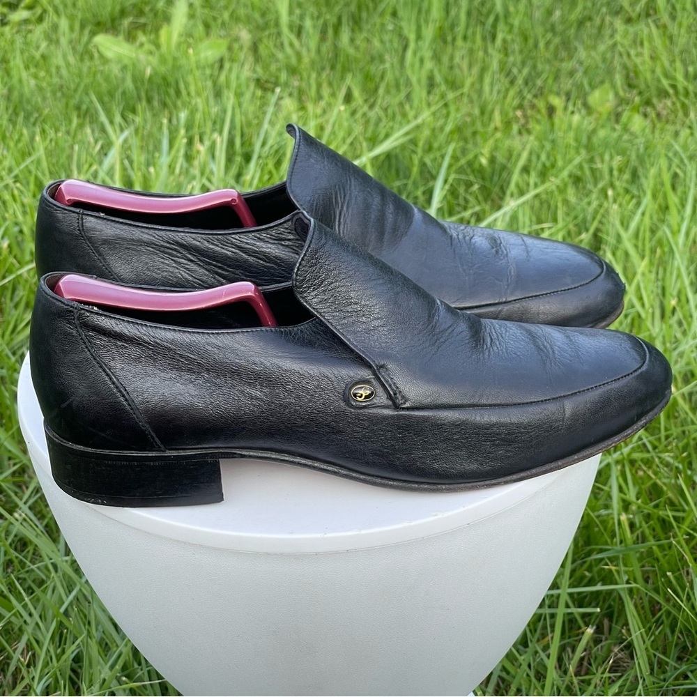 Grenson Footmaster Shoes Mens Size 9 Black Leather Slip-On England Style 7439/01